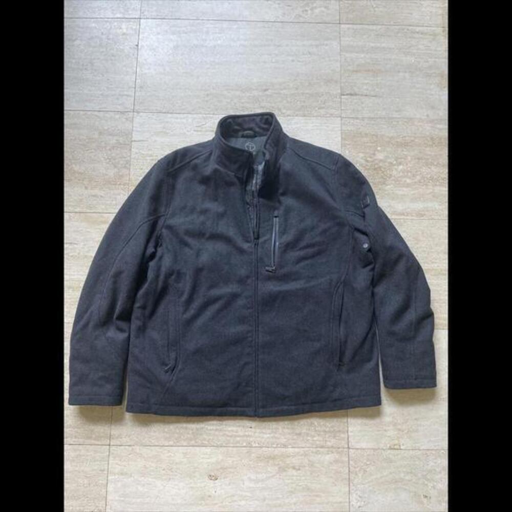Tech By Tumi Mens Jacket Black Gray Wool Blend Lined Logo